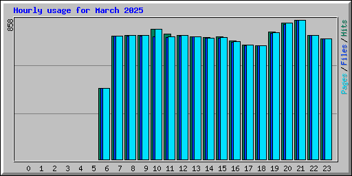 Hourly usage for March 2025